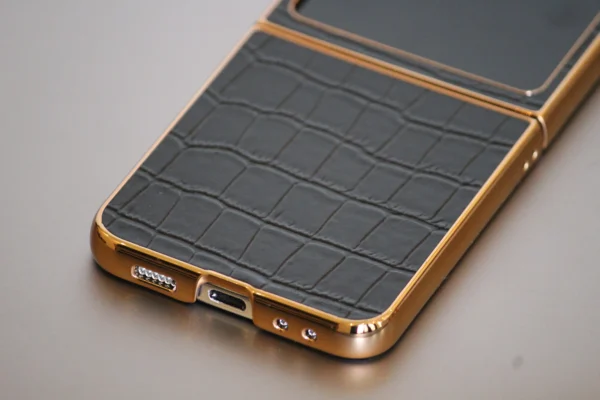 Luxury Premium PU Leather Eletrocplated Croco Pattern Case Cover For Samsung Galaxy Z Flip 5/Z Flip 6 - Image 12