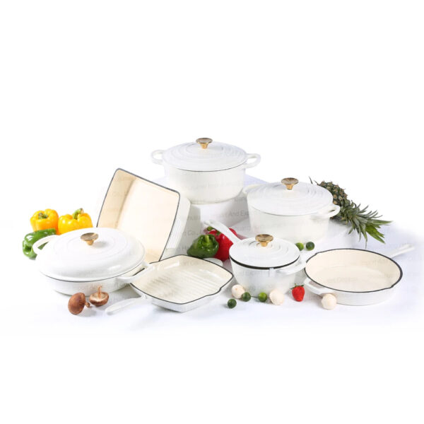 Luxury Premium Modern Design Enamel Cast Iron Cookware High Quality Metal Pans Casserole Set - Image 34