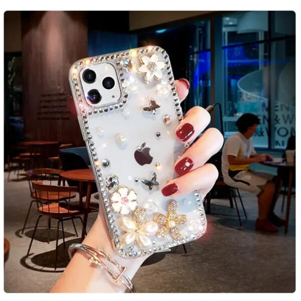 Luxury Premium Rhinestone Cream Glitter Silicone Phone Case for Case Cover For iPhone Series - Image 19