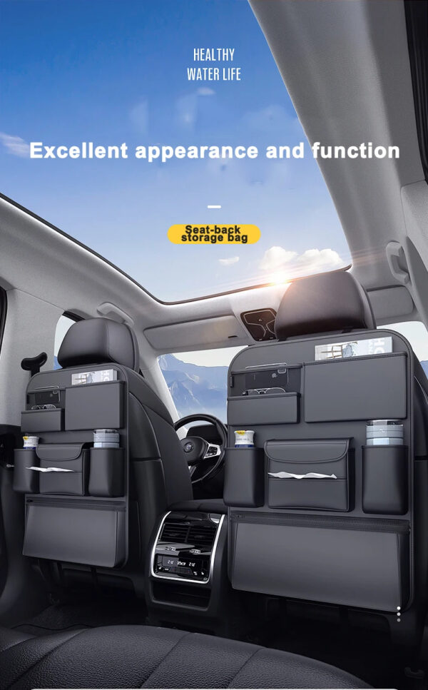 Luxury Premium Car Seat Back Storage Bag Interior Multi-Pockets Organizer Backseat Hanging Bag Storage - Image 2
