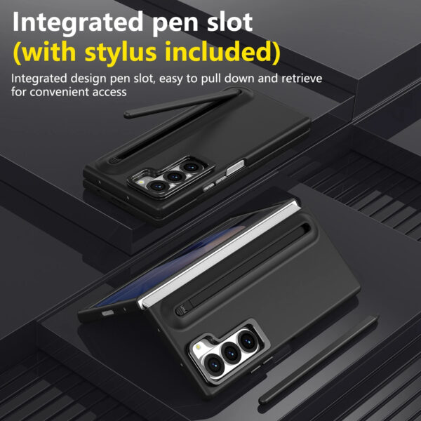 Luxury Premium Multifunctional Lens Holder with Stylus and Tempered Glass Film Case Cover Samsung Galaxy Z Fold 3/Z Fold 4 - Image 5