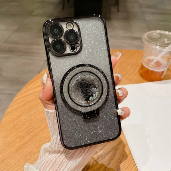 Luxury Premium Diamond-Encrusted Gradient Color Glitter Powder Quicksand Stand Phone Case For iPhone Series - Image 21
