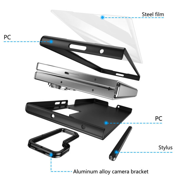 Luxury Premium Multifunctional Lens Holder with Stylus and Tempered Glass Film Case Cover Samsung Galaxy Z Fold 3/Z Fold 4 - Image 7