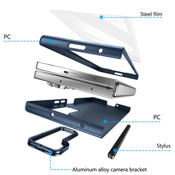 Luxury Premium Multifunctional Lens Holder with Stylus and Tempered Glass Film Case Cover Samsung Galaxy Z Fold 3/Z Fold 4 - Image 29