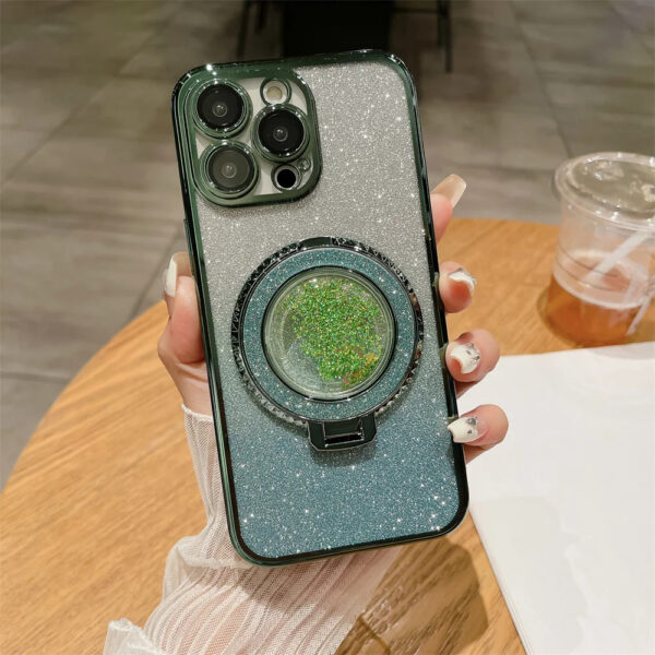 Luxury Premium Diamond-Encrusted Gradient Color Glitter Powder Quicksand Stand Phone Case For iPhone Series - Image 22