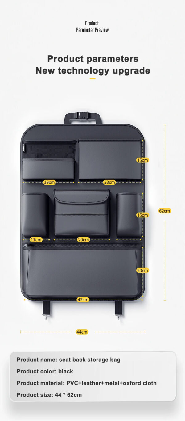 Luxury Premium Car Seat Back Storage Bag Interior Multi-Pockets Organizer Backseat Hanging Bag Storage - Image 11