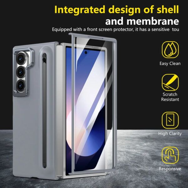 Luxury Premium Multifunctional Lens Holder with Stylus and Tempered Glass Film Case Cover Samsung Galaxy Z Fold 3/Z Fold 4 - Image 38