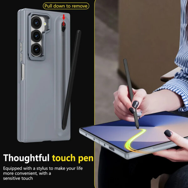 Luxury Premium Multifunctional Lens Holder with Stylus and Tempered Glass Film Case Cover Samsung Galaxy Z Fold 3/Z Fold 4 - Image 39