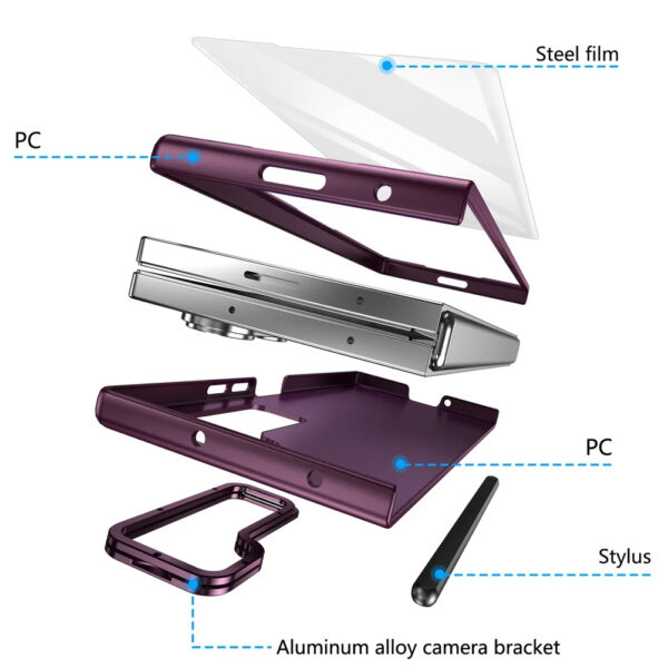 Luxury Premium Multifunctional Lens Holder with Stylus and Tempered Glass Film Case Cover Samsung Galaxy Z Fold 3/Z Fold 4 - Image 45