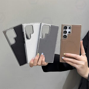 Luxury Premium Business PU Leather Electroplated Magsafe Wireless Charging  Phone Cover For Samsung Galaxy S Series