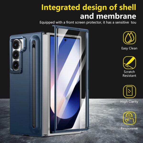 Luxury Premium Multifunctional Lens Holder with Stylus and Tempered Glass Film Case Cover Samsung Galaxy Z Fold 3/Z Fold 4 - Image 24