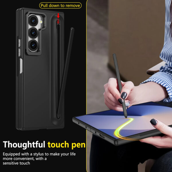 Luxury Premium Multifunctional Lens Holder with Stylus and Tempered Glass Film Case Cover Samsung Galaxy Z Fold 3/Z Fold 4 - Image 3
