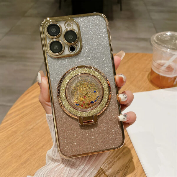 Luxury Premium Diamond-Encrusted Gradient Color Glitter Powder Quicksand Stand Phone Case For iPhone Series - Image 19
