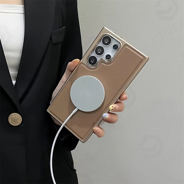 Luxury Premium Business PU Leather Electroplated Magsafe Wireless Charging  Phone Cover For Samsung Galaxy S Series - Image 34