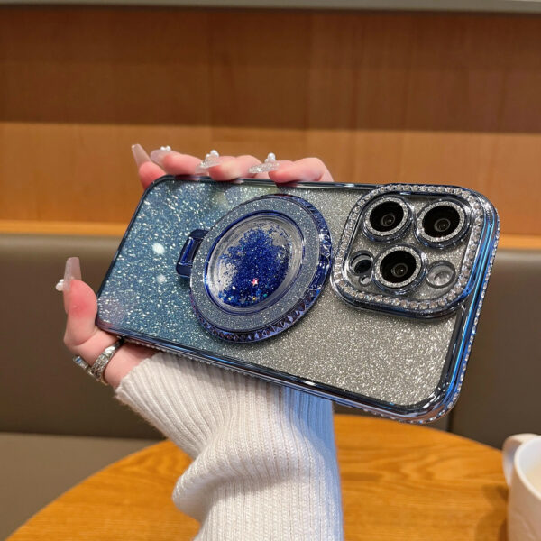 Luxury Premium Diamond-Encrusted Gradient Color Glitter Powder Quicksand Stand Phone Case For iPhone Series - Image 13