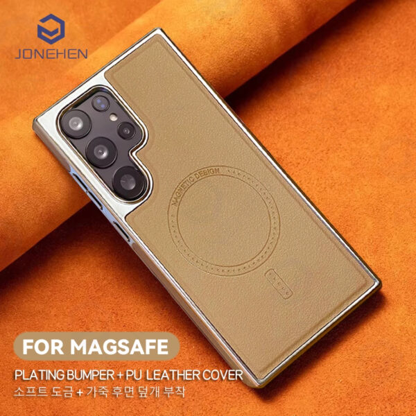 Luxury Premium Business PU Leather Electroplated Magsafe Wireless Charging  Phone Cover For Samsung Galaxy S Series - Image 35