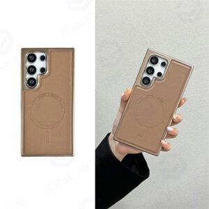 Luxury Premium Business PU Leather Electroplated Magsafe Wireless Charging  Phone Cover For Samsung Galaxy S Series