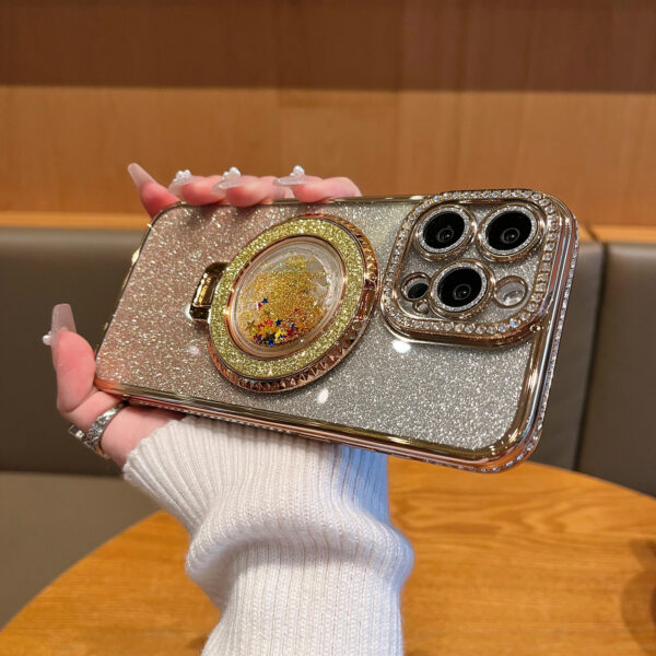 Luxury Premium Diamond-Encrusted Gradient Color Glitter Powder Quicksand Stand Phone Case For iPhone Series - Image 14
