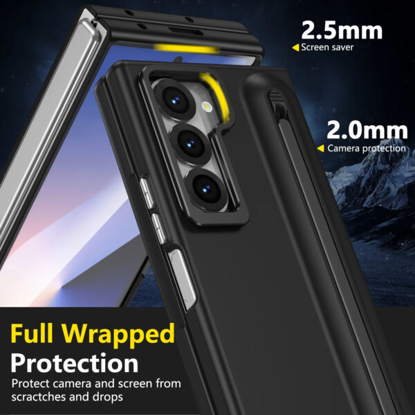 Luxury Premium Multifunctional Lens Holder with Stylus and Tempered Glass Film Case Cover Samsung Galaxy Z Fold 3/Z Fold 4 - Image 11