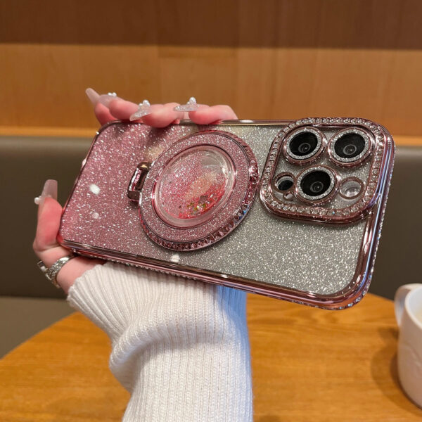 Luxury Premium Diamond-Encrusted Gradient Color Glitter Powder Quicksand Stand Phone Case For iPhone Series - Image 15