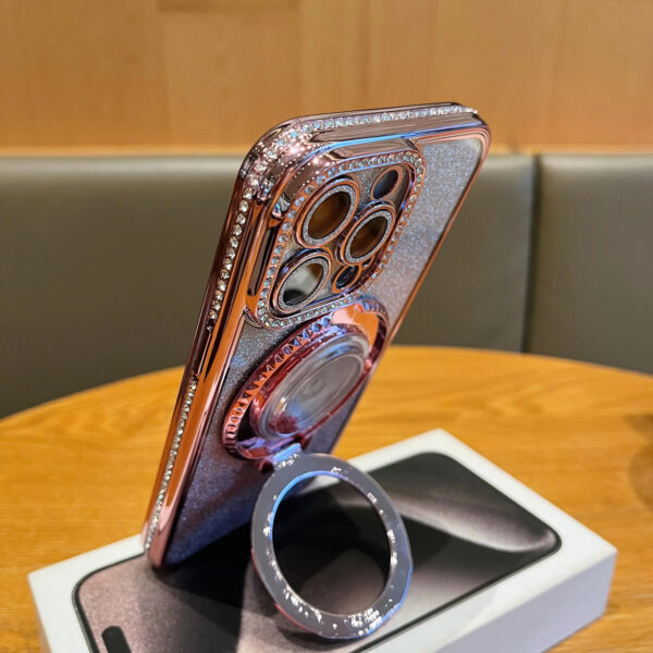 Luxury Premium Diamond-Encrusted Gradient Color Glitter Powder Quicksand Stand Phone Case For iPhone Series - Image 6