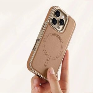 Luxury Premium Business PU Leather Electroplated Magsafe Wireless Charging  Phone Cover For iPhone Series