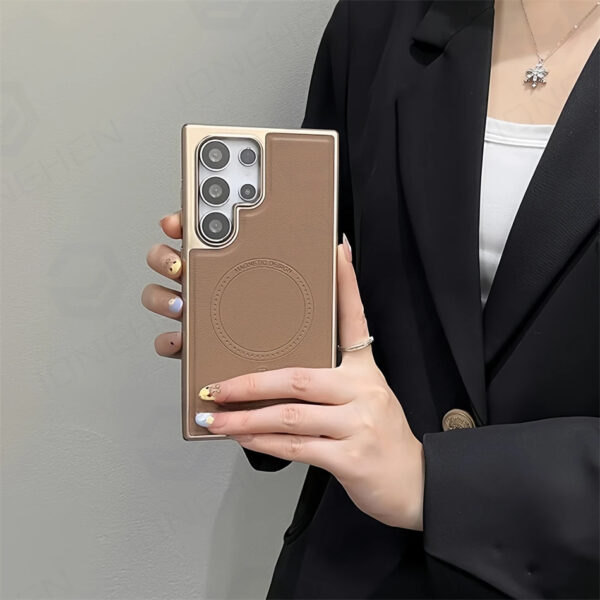 Luxury Premium Business PU Leather Electroplated Magsafe Wireless Charging  Phone Cover For Samsung Galaxy S Series - Image 31