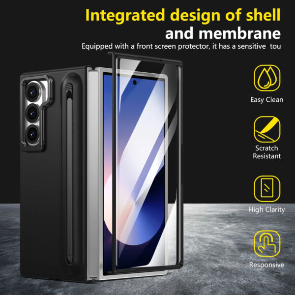 Luxury Premium Multifunctional Lens Holder with Stylus and Tempered Glass Film Case Cover Samsung Galaxy Z Fold 3/Z Fold 4 - Image 20