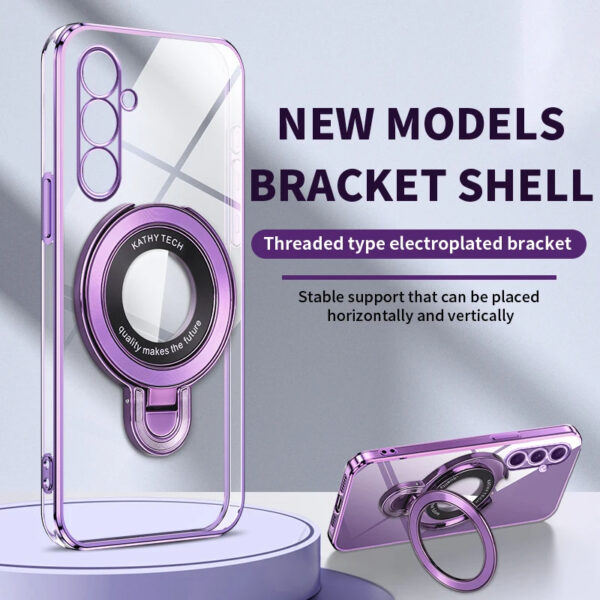 Luxury Premium Transparent Plating Ring Stand Bracket Case For Samsung Galaxy A35/A55 - Image 2