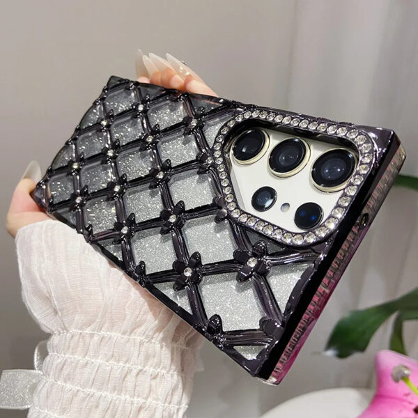 Luxury Premium Fashion Glitter Electroplating Rhinestone Flower  Case Cover for Samsung Series - Image 5