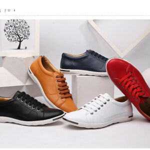 Luxury Premium Leather Simple Designer Breathable Classic Lace-up Sneakers Shoes
