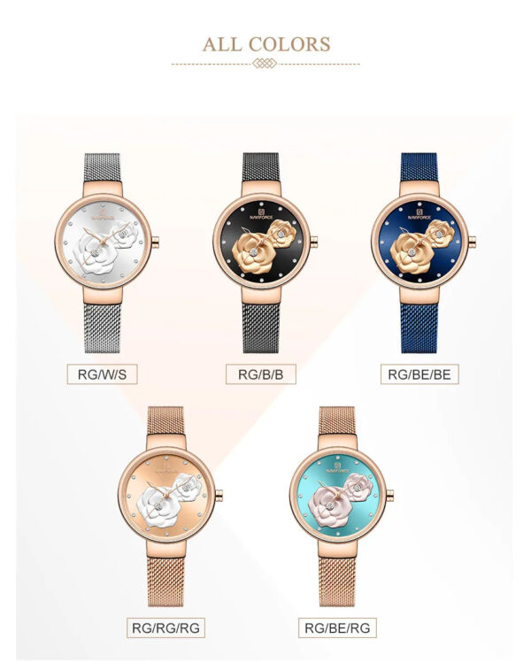 NAVIFORCE Top Design Brand Water Resistant Stainless Strap Women's Watch - Image 2