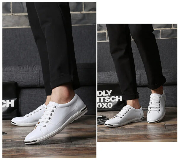 Luxury Premium Leather Simple Designer Breathable Classic Lace-up Sneakers Shoes - Image 3