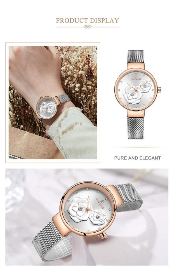 NAVIFORCE Top Design Brand Water Resistant Stainless Strap Women's Watch - Image 3