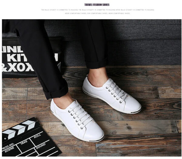 Luxury Premium Leather Simple Designer Breathable Classic Lace-up Sneakers Shoes - Image 4