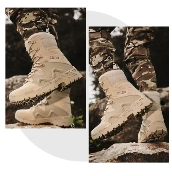 AS33 Men's Tactical High-Top Cowhide Hiking Desert Outdoor Boots - Image 17