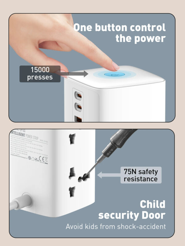 LDNIO 7 in 1 Tower Extension 70W Power Charging Socket Station Extension Cord - Image 11