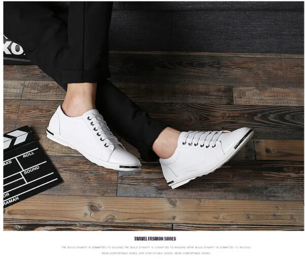 Luxury Premium Leather Simple Designer Breathable Classic Lace-up Sneakers Shoes - Image 5