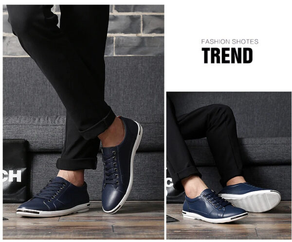 Luxury Premium Leather Simple Designer Breathable Classic Lace-up Sneakers Shoes - Image 6