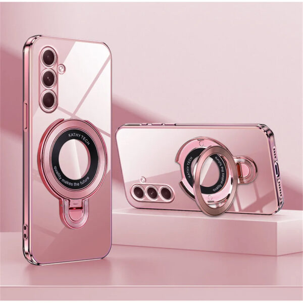Luxury Premium Transparent Plating Ring Stand Bracket Case For Samsung Galaxy A35/A55 - Image 13