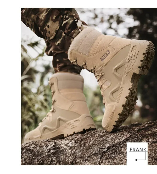 AS33 Men's Tactical High-Top Cowhide Hiking Desert Outdoor Boots - Image 19