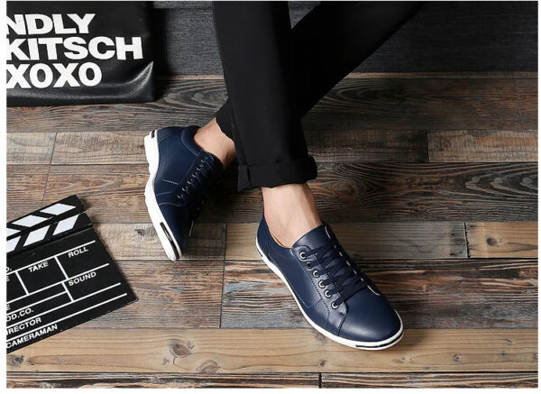 Luxury Premium Leather Simple Designer Breathable Classic Lace-up Sneakers Shoes - Image 7