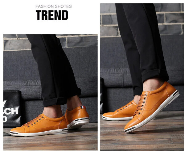 Luxury Premium Leather Simple Designer Breathable Classic Lace-up Sneakers Shoes - Image 8