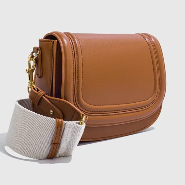 Luxury Premium PU Leather Fashion Vintage Designer Wide Strap Saddle Shoulder Bag - Image 32