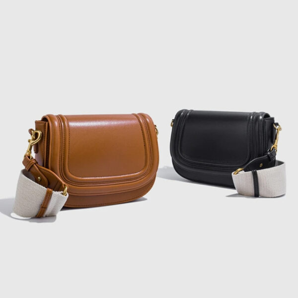 Luxury Premium PU Leather Fashion Vintage Designer Wide Strap Saddle Shoulder Bag - Image 34