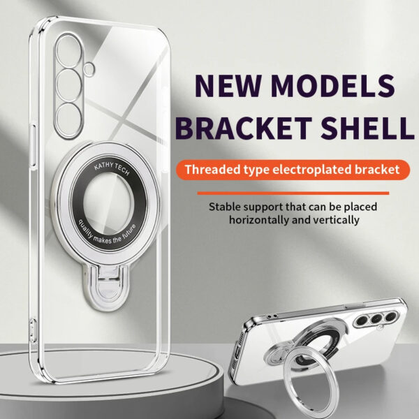 Luxury Premium Transparent Plating Ring Stand Bracket Case For Samsung Galaxy A35/A55 - Image 3