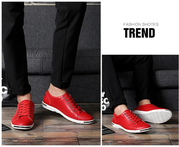 Luxury Premium Leather Simple Designer Breathable Classic Lace-up Sneakers Shoes - Image 11