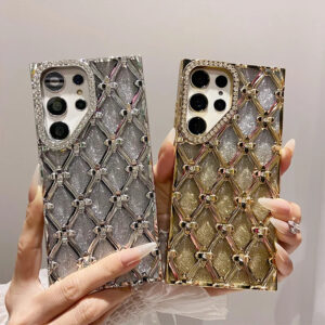 Luxury Premium Fashion Glitter Electroplating Rhinestone Flower  Case Cover for Samsung Series