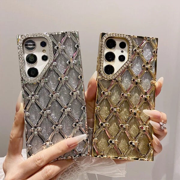 Luxury Premium Fashion Glitter Electroplating Rhinestone Flower  Case Cover for Samsung Series