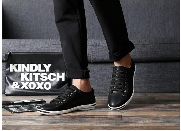 Luxury Premium Leather Simple Designer Breathable Classic Lace-up Sneakers Shoes - Image 12